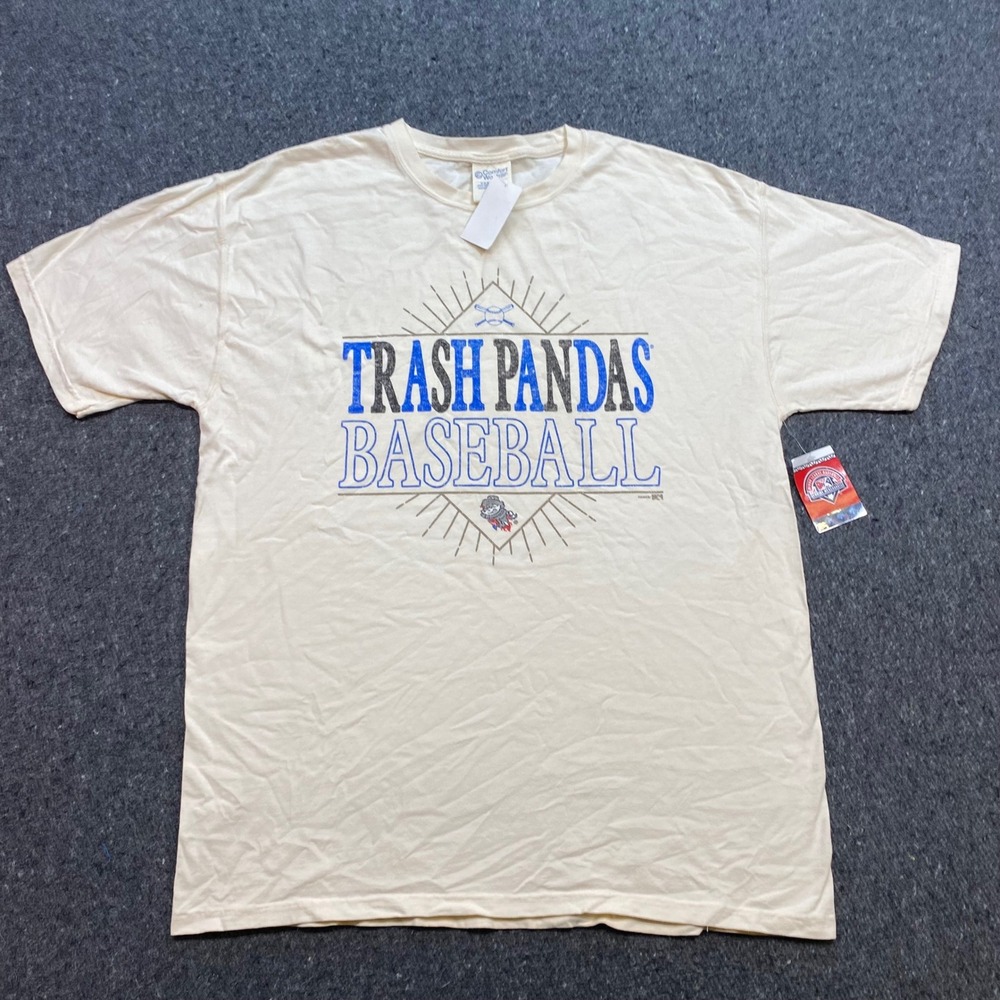 Comfort Wash Trash Pandas Baseball TShirt Sz L Mens Cream Minor League MiLB